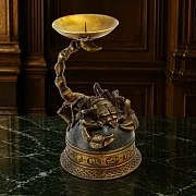Подсвечник «Скорпион» из бронзы и змеевика — необычный подарок — фотография 1