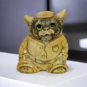 Скульптура «Котик в кепке» из камня — фотография 1