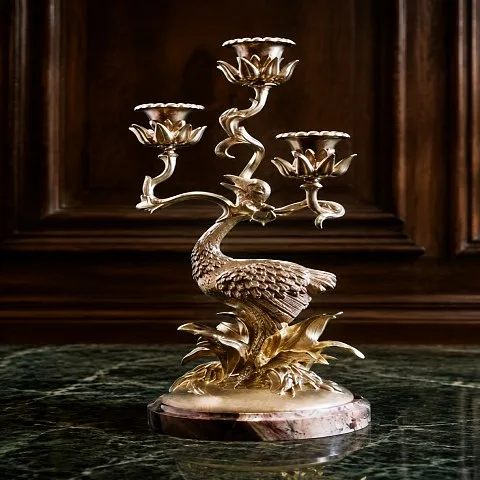 Подсвечник «Птица» из бронзы на 3 свечи — оригинальный подарок
