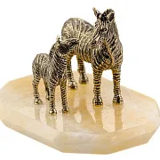 Композиция «Зебры» из бронзы на ониксе — фотография 4