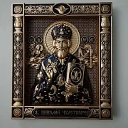 Резная Икона из дерева. Святой Николай Чудотворец — фотография 1